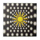 Keramik Tile Weiß und Schwarz Circle Sun Fliese (Vorderseite)