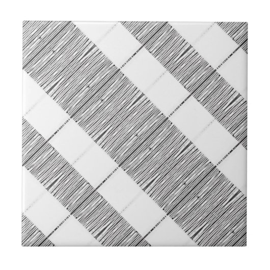 Keramik Tile Weiß und Schwarz Kariert Fliese (Vorderseite)