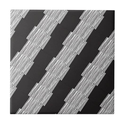Keramik Tile Weiß und Schwarz Kariert Fliese (Vorderseite)