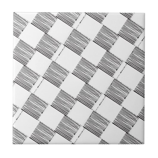 Keramik Tile Weiß und Schwarz Kariert Fliese (Vorderseite)