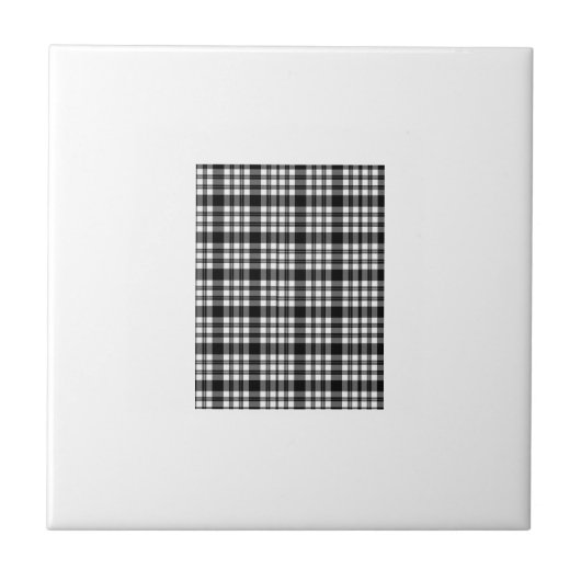 Keramik Tile Weiß und Schwarz Kariert Fliese (Vorderseite)