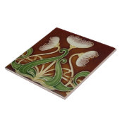 Keramik Tile - Weiße Blume mit grünen Folionen Fliese (Seite)