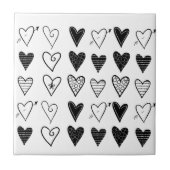 Keramik Tile White and Black Hearts Fliese (Vorderseite)