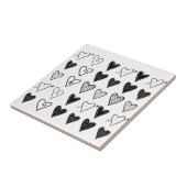 Keramik Tile White and Black Hearts Fliese (Seite)