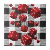 Keramik Tile White and Black Kariert Red Dice Fliese (Vorderseite)