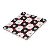 Keramik Tile White Black Checkered Teddy Bär Fliese (Seite)