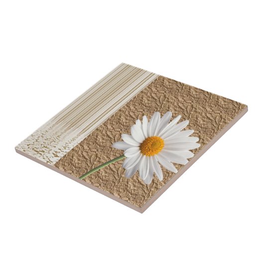 Keramik Tile White Daisy Floral Fliese (Seite)