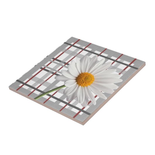Keramik Tile White Daisy Floral Fliese (Seite)