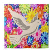 Keramik Tile White Floral Dove Fliese (Vorderseite)