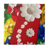 Keramik Tile White Floral Fliese (Vorderseite)