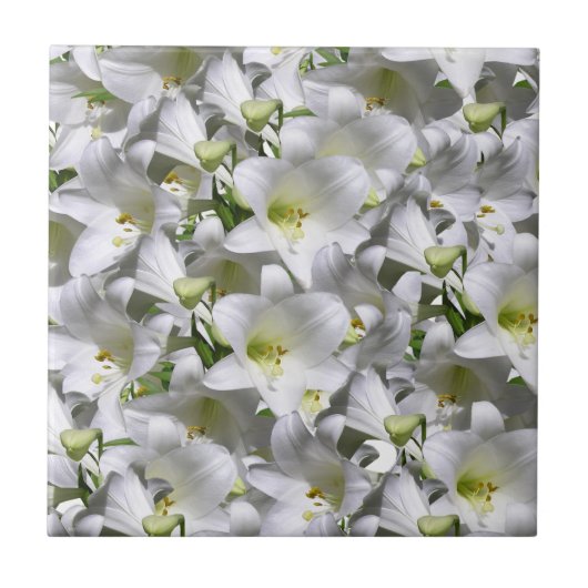 Keramik Tile White Floral Fliese (Vorderseite)