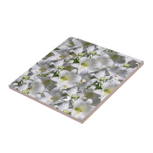Keramik Tile White Floral Fliese (Seite)