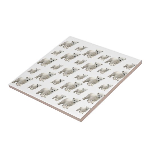 Keramik Tile White Polar Bären Fliese (Seite)