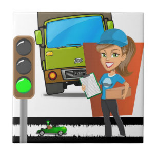 Keramik Tile White Traffic Light Delivery Driver Fliese