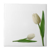 Keramik Tile White Tulips Floral Fliese (Vorderseite)