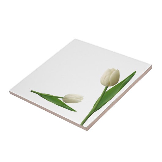 Keramik Tile White Tulips Floral Fliese (Seite)