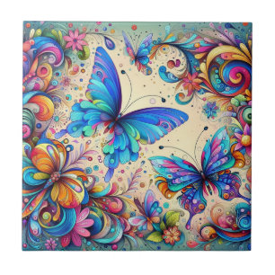 Keramik Tile - Wirbellose Schmetterlinge Fliese