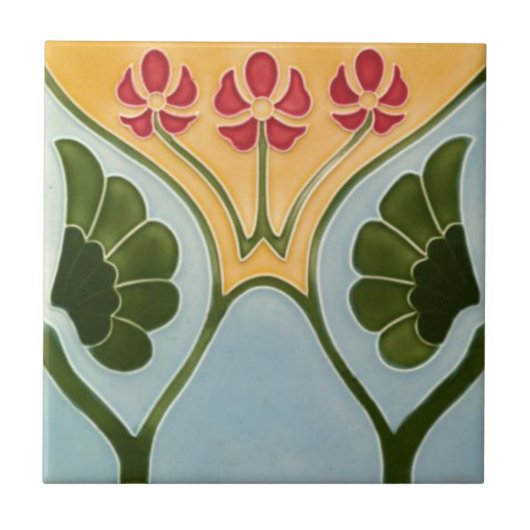 Keramik Tiles - BlumenJugendstil Fliese (Vorderseite)