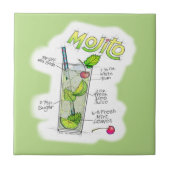 KERAMIK TILES - MOJITO RECIPE COCKTAIL ART FLIESE (Vorderseite)