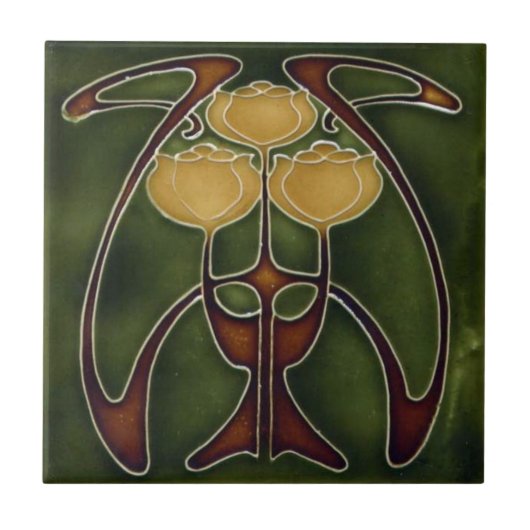Keramik Tiles - Tulips Art Nouveau Reproduction Fliese (Vorderseite)