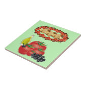 Keramik Tomate, Olivenöl, Oliven, Brot Fliese (Seite)