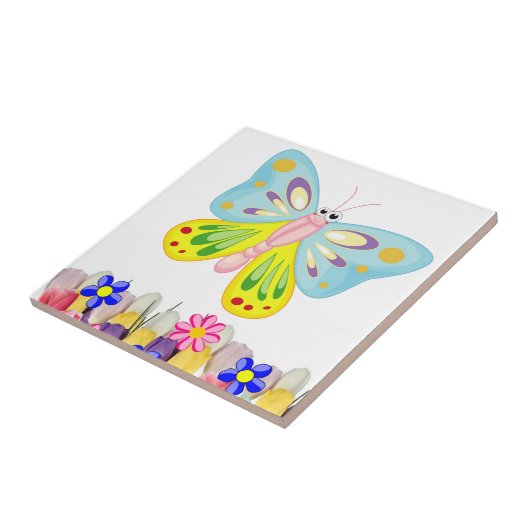 Keramik Tulips Bläserschmetterling Fliese (Seite)