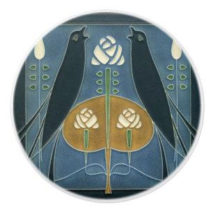 Keramik Tür und Schrank Knobs - Vögel Rose Keramikknauf