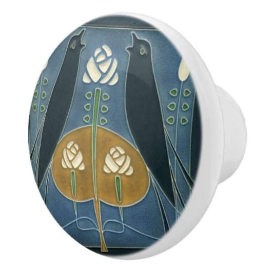 Keramik Tür und Schrank Knobs - Vögel Rose Keramikknauf (Rechts)