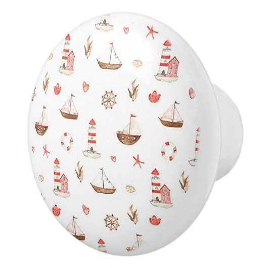 Keramik-Türknauf Boot & Leuchtturm Keramikknauf (Rechts)