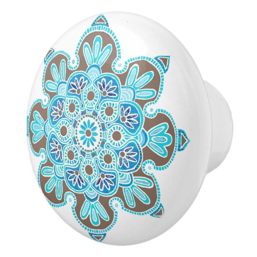 Keramik Turquoise und braune Medaillons Keramikknauf (Rechts)