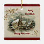 Keramik Vintag Village Scene Keramikornament (Rückseite)