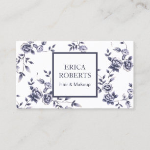 Keramik Vintage Blau Floral Schönheitssalon Visitenkarte