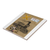 Keramik Vintager Zughund Fliese (Seite)