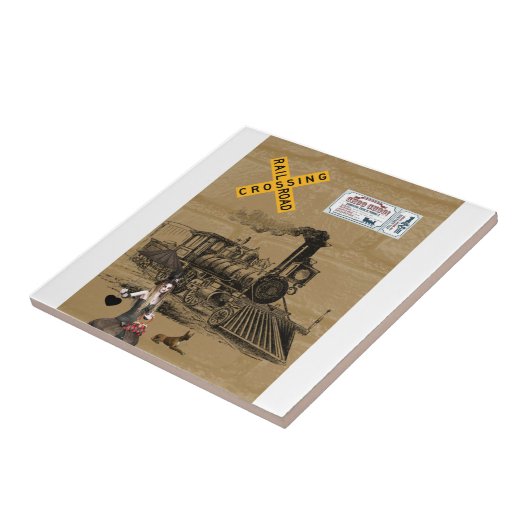 Keramik Vintager Zughund Fliese (Seite)