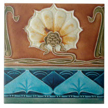 Keramik-Wandfliesen-Kamin im Jugendstil