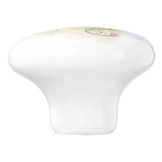 Keramik Wasserfarbe Einhorn Keramikknauf (Seitenansicht)