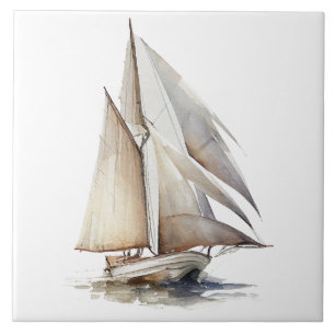 Keramik Wasserfarbe Sailboat Tile Fliese