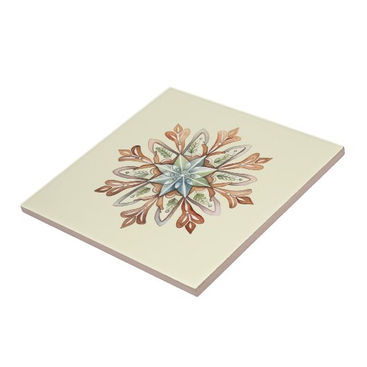 Keramik Wasserfarbe Schneeflocken Fliese (Seite)