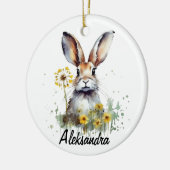 Keramik Watercolor Bunny Dandelion Circle Ornament (Links)
