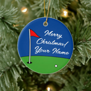 Keramik Weihnachts Foto Schmuckgeschenk für Golfer Ornament
