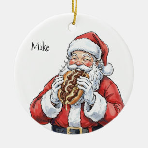 Keramik-Weihnachtsmann-Ornament mit Philly-Cheeses Keramik Ornament