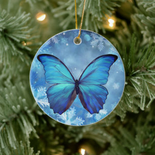 Keramik Weihnachtsschmuck Blue Morpho Butterfly