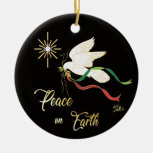 Keramik White Dove Ornament