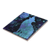 Keramik Wolf und Vollmond - Malerei Fliese (Seite)