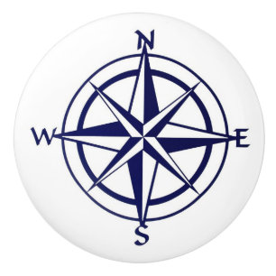 Keramik Zeichn/Türknopf - Nautischer Kompass Keramikknauf