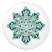 Keramik ziehen/Knoblauch mit grüner Medaillenkonst Keramikknauf (Vorderseite)