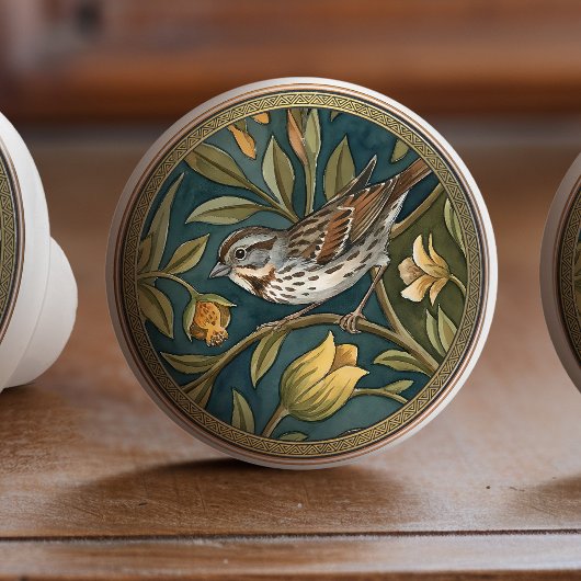 Keramik-Zugknopf Singammer Vogel Keramikknauf