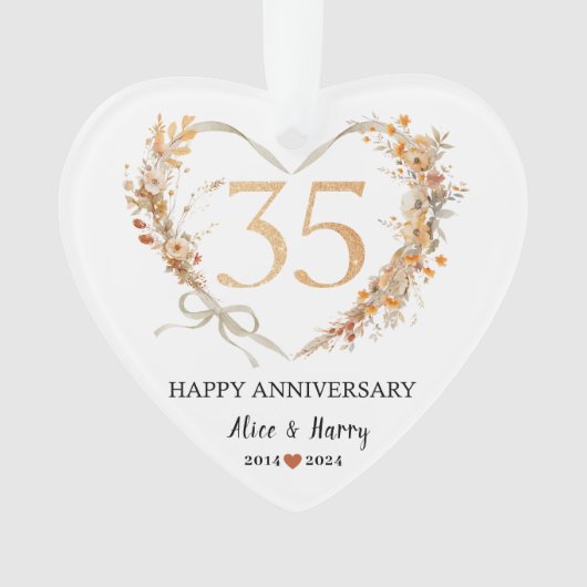 Keramik zum 35. Hochzeitstag Ornament (Vorderseite)