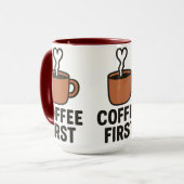 Keramikbecher Coffee First Tasse (Vorderseite Links)