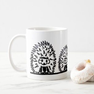 Keramikbecher mit Igel-Familiendesign Kaffeetasse